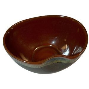 Vintage Grey and Siena Brown Stoneware Kidney Shaped Glazed Bowl